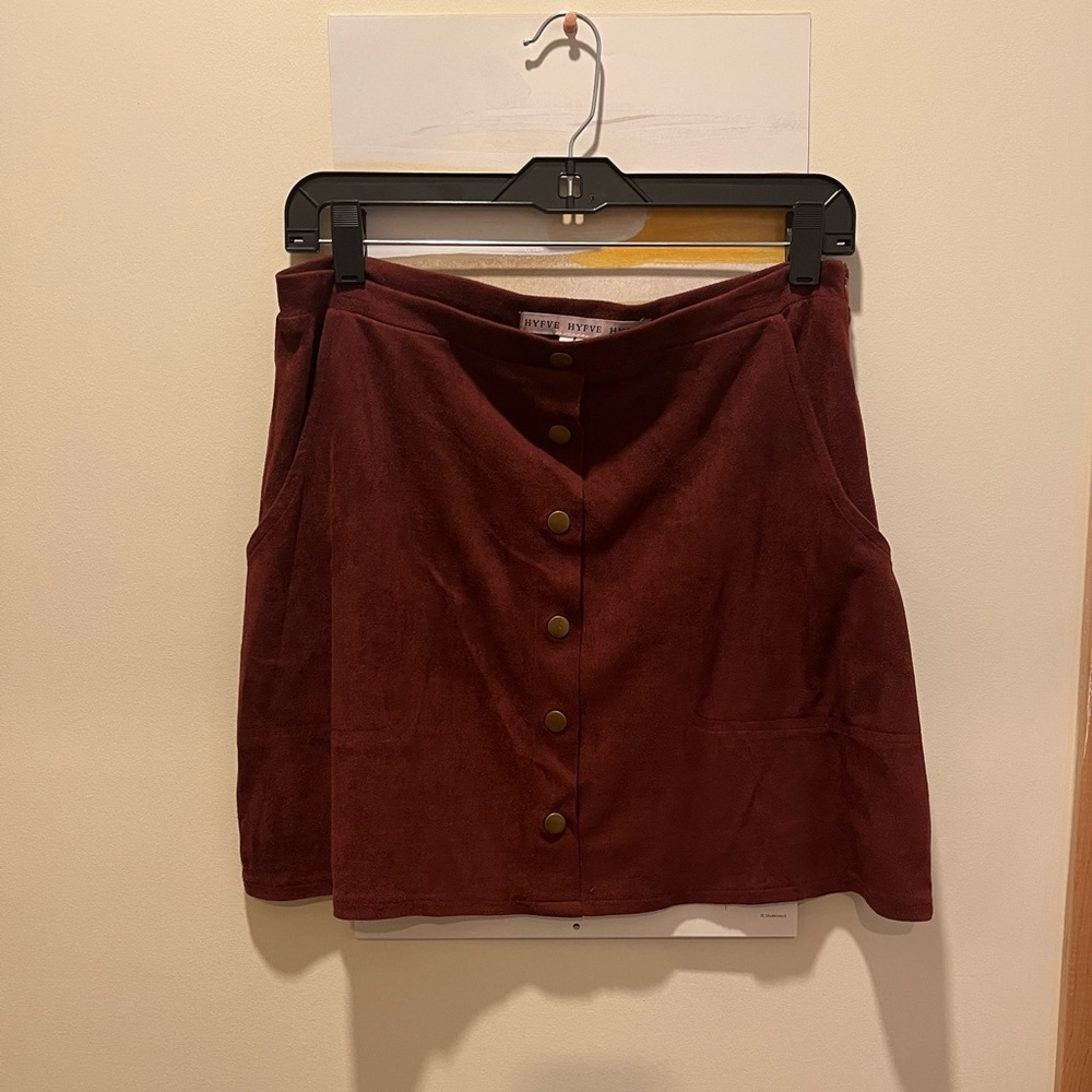 Hyfve maroon suede mini skirt